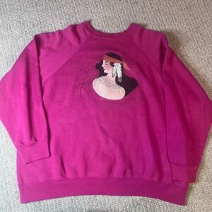 Vintage Pink Native Woman Tultex Crewneck Sweater ADULT 2X